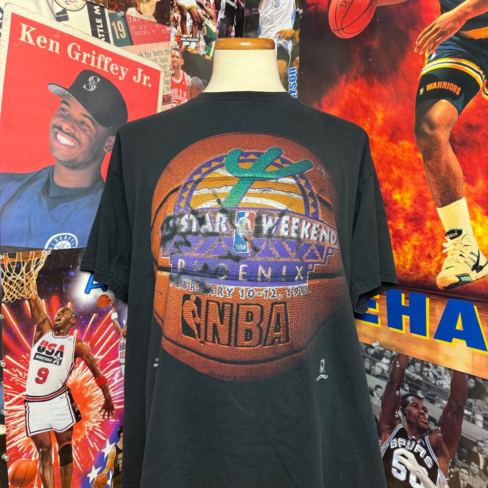 Vintage 1995 NBA All Star Weekend‎ Phoenix Nutmeg Basketball T-Shirt Black Sz XL